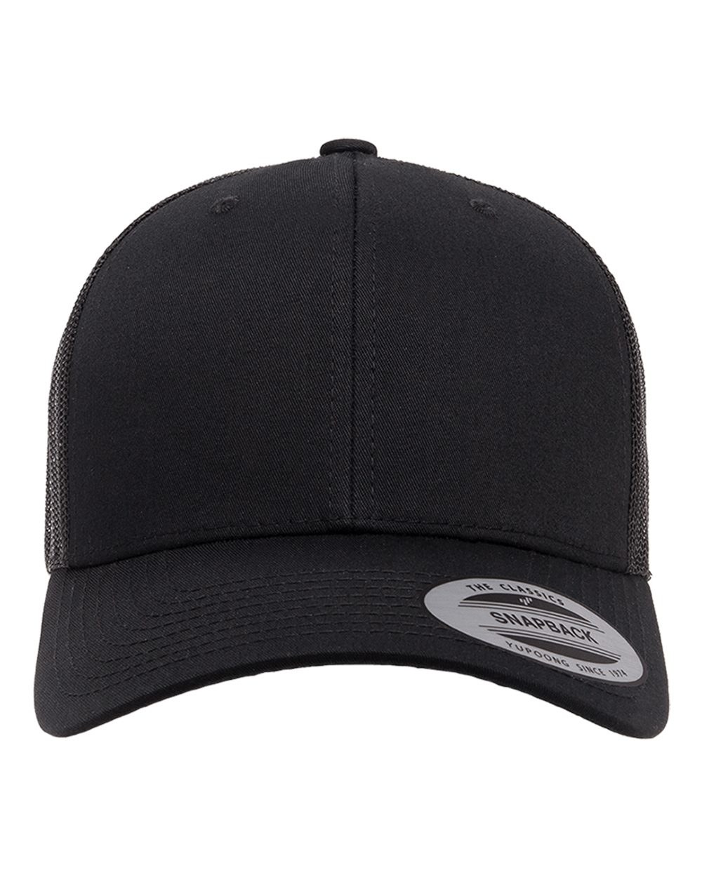 Casquette rétro trucker Yupoong 6606, couleur Noir, devant