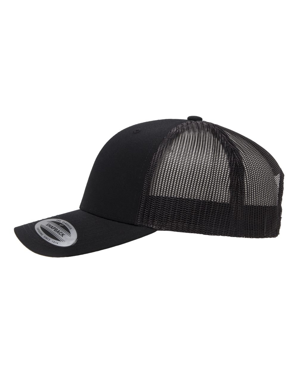 Casquette rétro trucker Yupoong 6606, couleur Noir, côté