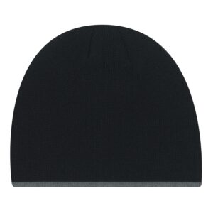 AJM tuque en tricot à bande contrastante, couleur Noir et charbon, devant