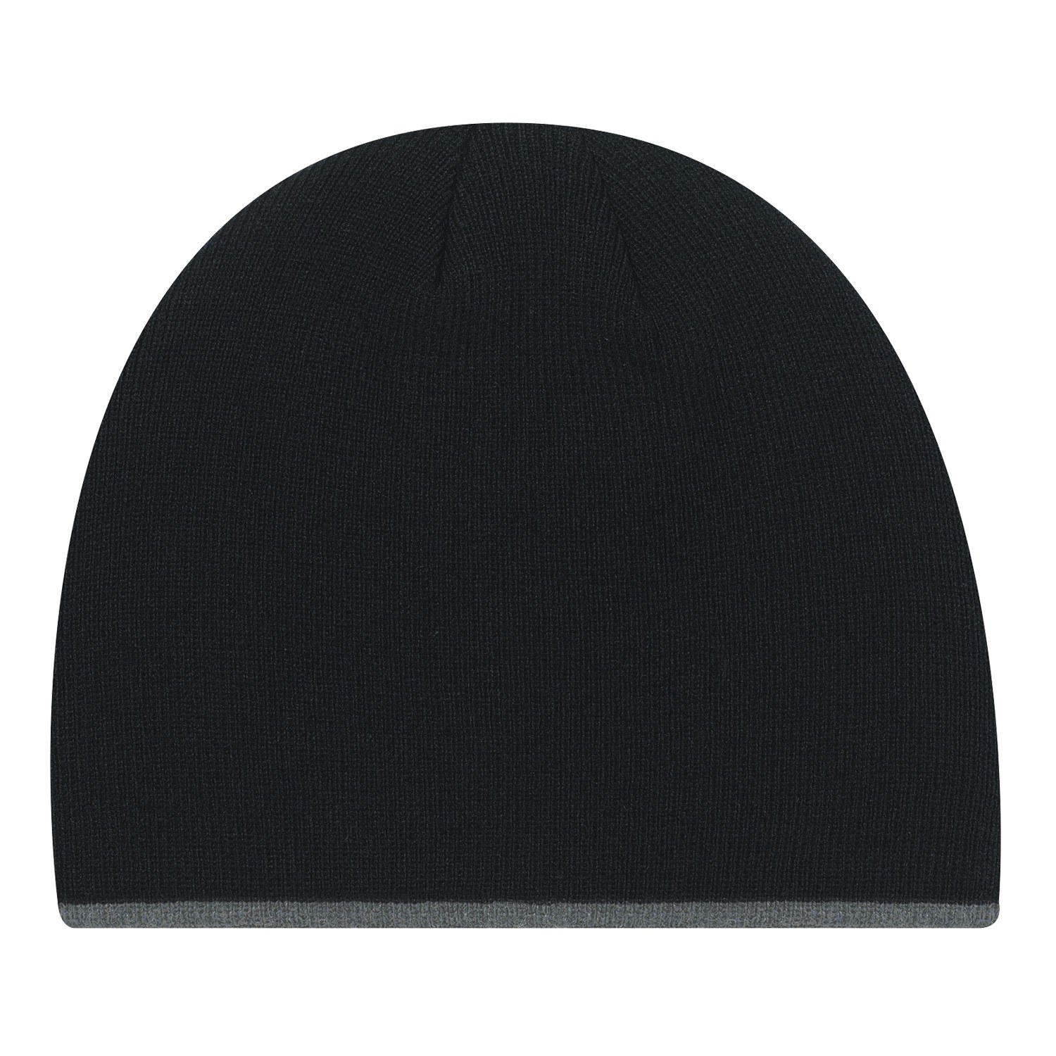 AJM tuque en tricot à bande contrastante, couleur Noir et charbon, devant