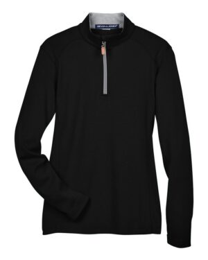 Devon & Jones DRYTEC20 chandail à glissière mi-hauteur coupe femme, couleur Noir, gris chiné et graphite, devant