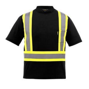 T-shirt haute visibilité, couleur Noir haute visibilité, devant