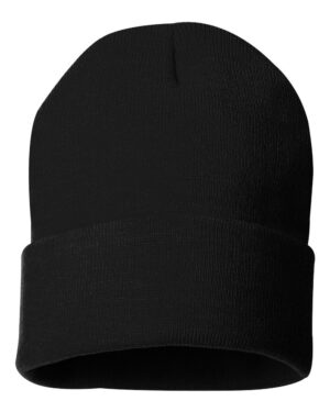 Tuque à revers, couleur Noir, devant