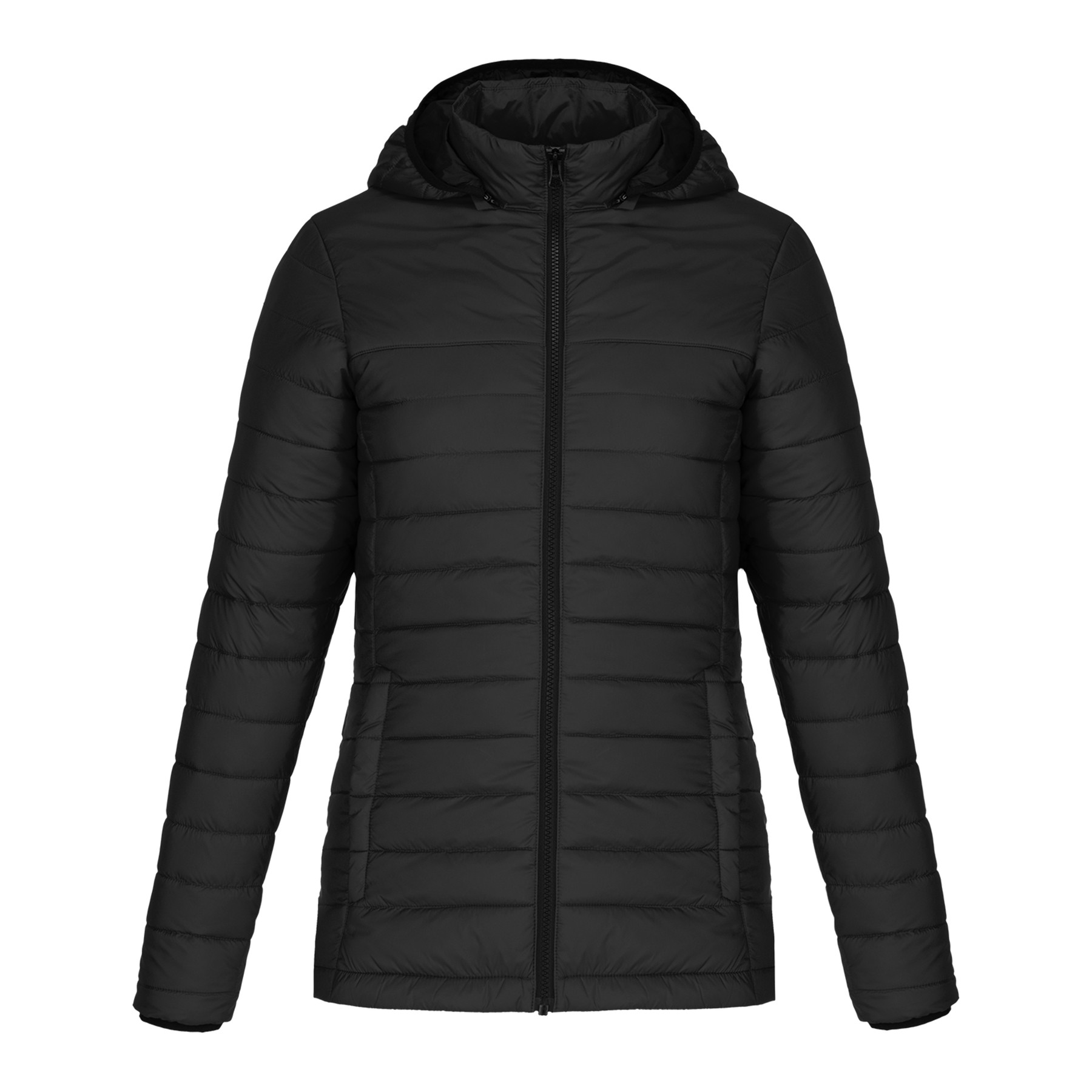 Canyon manteau matelassé léger à capuchon amovible coupe femme, couleur Noir, devant